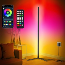 Corner Floor Lamp, Modern LED Corner Lamp with APP & Remote Control, 16 Million Colors, 68+ Scene Modes, Music Sync, Ambient Lighting for Living Room, Bedroom, and Gaming Room