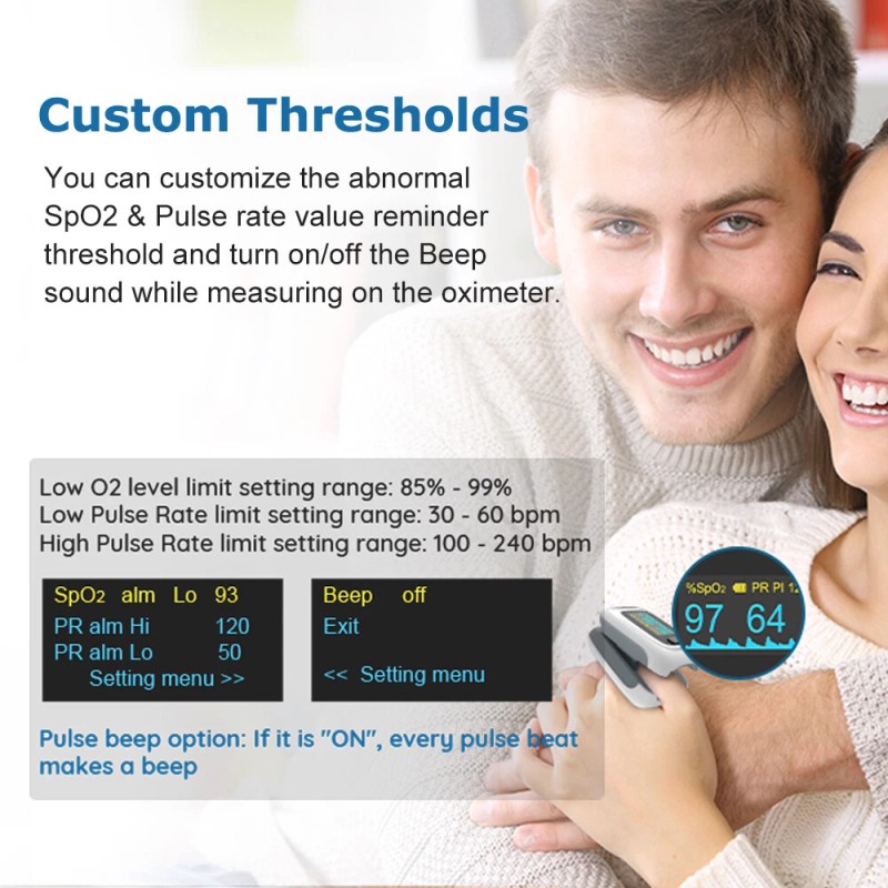Vibeat Pulse Oximeter Measure Blood Oxygen Saturation, Pulse Rate, PI