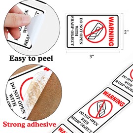 2x3 inch "Do Not Open with Sharp Object" Industrial Warning Labels International Special Handling Shipping Pallet Stickers 500pcs