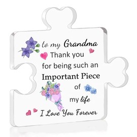 Acrylic Puzzle Plaque Grandma Mother's Gifts Granny Birthday Gift Women Desk Sign Decoration Grams Christmas Thanksgiving Present Nana Thank You for Being Such An Important Piece of My Life