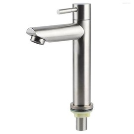 PLEAVIT Single Faucet Standing Faucet Single Lever Stainless Steel Water Faucet Bathroom Washbasin Hand Washing Bowl Water Saving 18cm