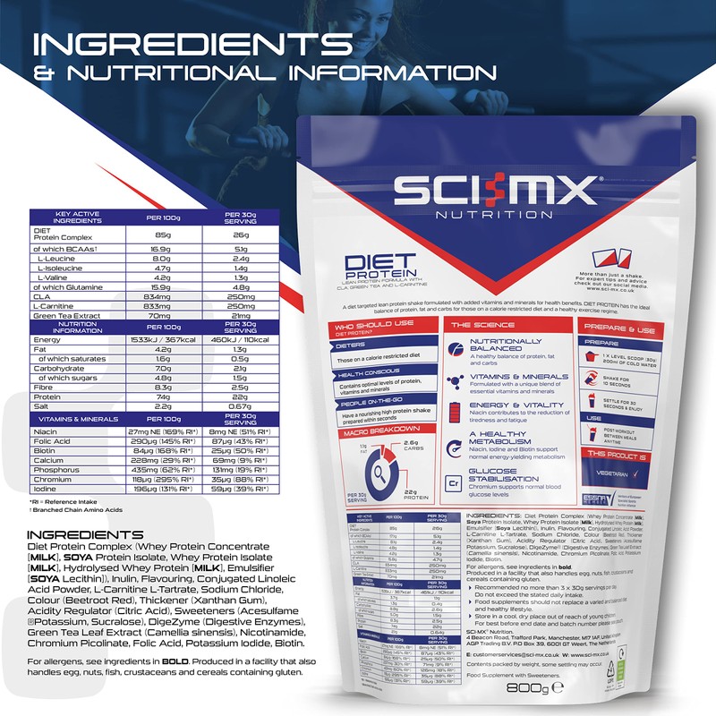 SCI-MX Diet Protein, High Protein, Low Sugar, Low Fat Lean