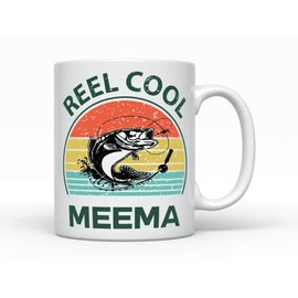 Reel Cool Meema - Taza de café para abuelos, ideas divertidas para regalo de cumpleaños, taza de Navidad de nieto e hija