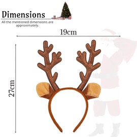 Lizzy 1 x Children Adult Fancy dress Costume Accessories Christmas Headband One Size Hair Accessory for Xmas Parties Elves Party Hats for Christmas Favours (Glitter Reindeer Antlers)
