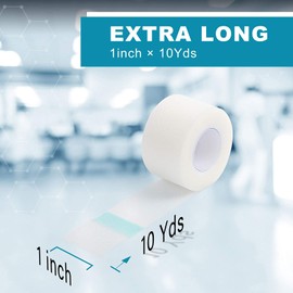 LotFancy Transparent Medical Tape, 2 Rolls 1inch x 10Yards, Adhesive Clear Hypoallergenic Surgical Tape, PE First Aid Tape for Wound, Bandage, Sensitive Skin, Latex Free