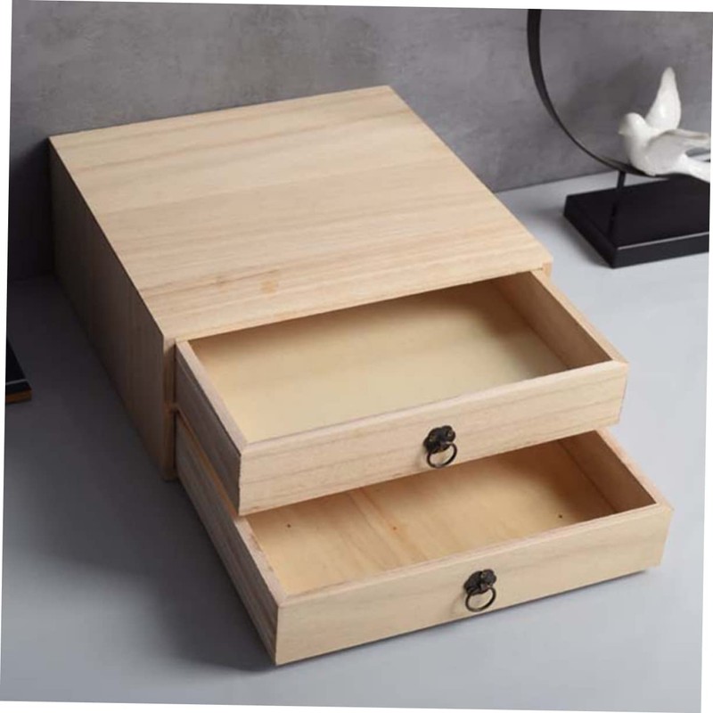 Cabilock Wooden Box Drawer Sundries Organizer Container Multipurpose Desktop Box