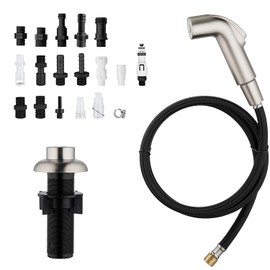 Houtingmann Kitchen Side Sprayer with Hose and Holder - Sprayer with 17 Adapters, Brushed Nickel