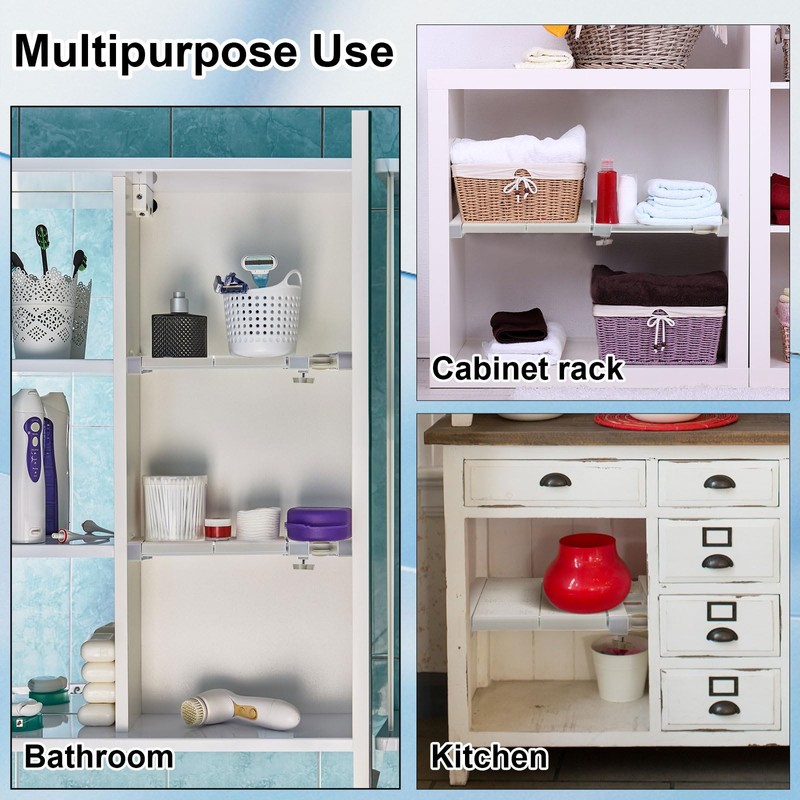 Gerrii 2 Pcs Closet Tension Shelf Rod Expandable Shelf Locker