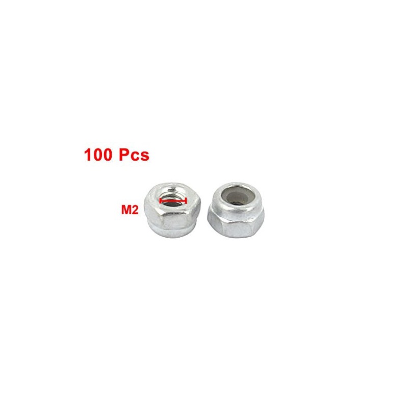 sourcing map M2 Zinc Plated Self-Locking Nylon Insert Hex Lock