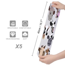 5 Pairs Soft Circulation Socks, Compression Crew Knee High Stockings Long Athletic for Running Sports 15.7x3.9 in Print Cow Head Sets Seamless on Grey