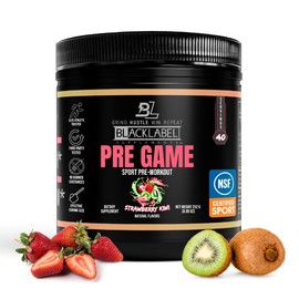 BLACKLABEL Supplements PRE-Game Pre Workout Powder, Strawberry Kiwi (40 Servings) – NSF Certified for Sport – Customizable 150mg Caffeine for Energy & Focus – Low-Stimulant Pre Workout for Men Women
