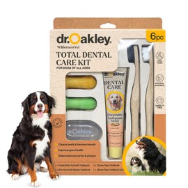 Dr. Oakley Total Dental Care Kit for Dogs: Peanut Butter Flavor - Toothpaste, Brushes, and Case, Natural