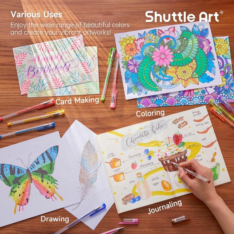Shuttle Art 240 Pack Glitter Gel Pens, 120 Colors Glitter