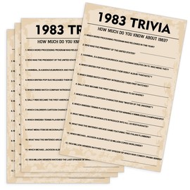 40th Birthday Party Games, 1983 Trivia Games, Birthday Party Supplies for Adults, Fun 1983s Party Game，Pack of 30 Cards