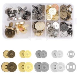 PEAKTOP Pack of 32 Magnetic Closure Pockets, Magnetic Buttons Without Sewing, Magnetic Press Studs for Sewing, Metal Magnetic Button Buttons for Handbags, Purses, Backpack, Clothes, Crafts, 14 mm and