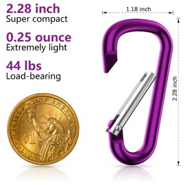 Sprookber 2.28" Small Carabiner Keychain, D Ring & Key Clip, Multipurpose Set of 20