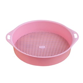 Rock Garden Sieve Soil Sifter 3mm, Round Plastic Gardening Soil Sifting Pan Sand Sifter Set, Sifter for Rocks Gravel Sifter for Small Gravel, Soil, Sand(Pink)