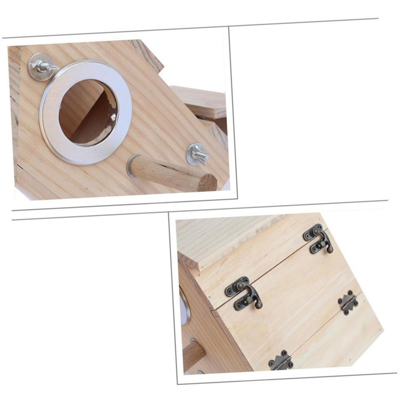 CORHAD Natural Solid Wood Bird Nest Breeding Box No Paint