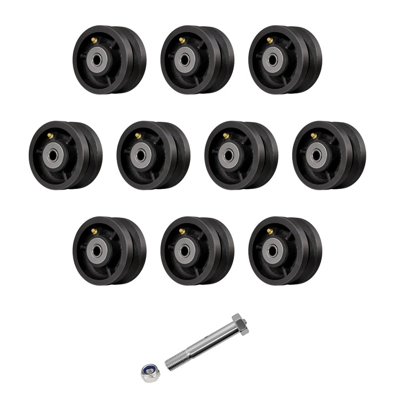 LONGRUNFORU 4" X 2" Sliding Gate Rollers, Cast Iron V
