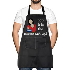 LEVLO Funny Baking Lover Apron British TV Show Fans Pop It In The Meecro-wah-vey Pinny, Pop the Meecro