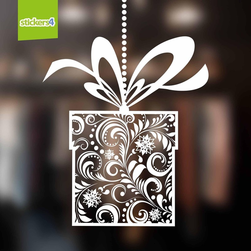 Christmas Window Stickers - Xmas Present Hanging Bauble Window Cling