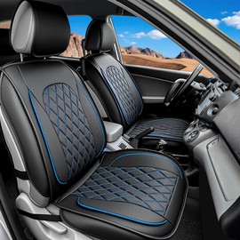 LINGVIDO Car Seat Covers for Front Seats (2 Seats) - Premium Perforated Nappa Leather,Waterproof Shield, Omni-Adapt Fit for SUVs Sedans, Ideal for Rideshare & Pets