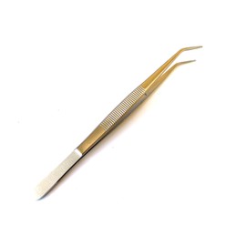 Heavy Duty 6" Stainless Steel College Tweezers Curved Tips All-Purpose Forceps Professional Tweezers Tongs and Comfortable Ridged Handle for Crafting Repairing General Purpose