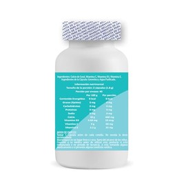 Calcio de Coral con Vitaminas C, D3 y E | 120 Cápsulas de 600 mg | Suplemento Alimenticio | Apoyo Nutricional Diario | IsaaQuim