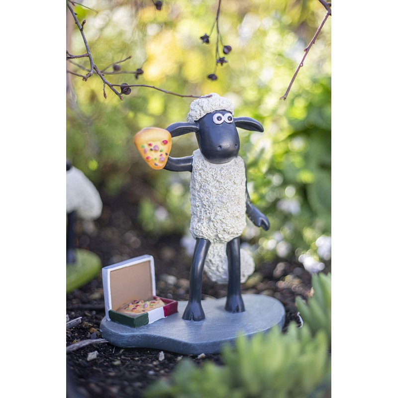 La Hacienda Shaun The Sheep With Pizza Garden Décor Ornament