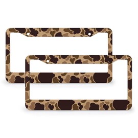 JOJOART Duck Vintage Camouflage License Plate Frame-2 Pack Front Rear Aluminum Car Tag Holder License Plate Cover Accessories 2 Hole Fits Standard U.S. Vehicles 12.2 * 6.3in