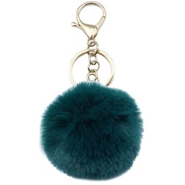 Unpafcxddyig Faux Rabbit Fur Ball Pom Pom Keychain for Car Key Ring Phone Handbag Charm Tote Pendant,dark green