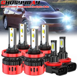 CHUSYYRAY Fit 2007-2018 Nissan Altima Led Headlight Hi/Lo+Fog light bulbs Combo Kit white