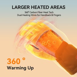 SAVIOR HEAT Heated Gloves for Men Women, Rechargeable Electric Heated Leather Skiing and Snowboarding Gloves (XL)