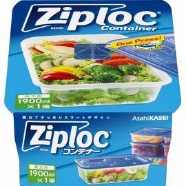 Ziploc Rectangular Storage Container 64.2 fl. oz. (1900 ml), 1 Piece Set (Length: 6.1 x Width: 9.3 x Height: 3.3 inches) (15.6 x 23.5 x 8.3 cm)
