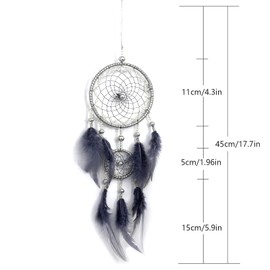 Small Dream Catcher, Handmade Feather Dreamcatcher in Bohemian Style, Dream Catchers for Bedroom, Wedding, Wall Hanging, Car Ornament (Grey)