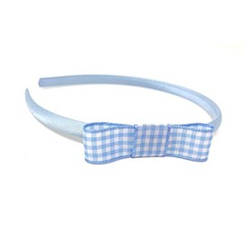 Light Blue Gingham Bow Hairband Headband Alice Band