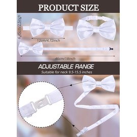 Geyoga 24 Pieces Men's Bow Ties Formal Satin Solid with Adjustable Neck Band Bow Ties for Men (White)