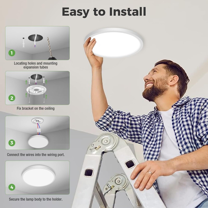 zemty 24 W LED Ceiling Light Dimmable, 29 cm, 2400