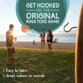 Tiki Toss Ring Toss Game for Adults - 12.3 Inch Surfboard Edition - Hook and Ring Game for Outdoor & Indoor Use, Gift for Husband, dad, College Boys