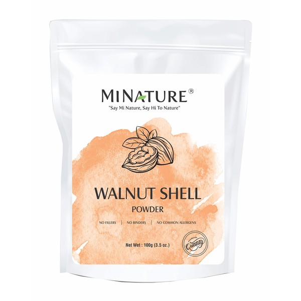 Natural Walnut shell Powder by mi nature| 100g (3.5 oz) | Ideal for soap making | Homemade natural scrub | No Silica and Any Artificial Additives