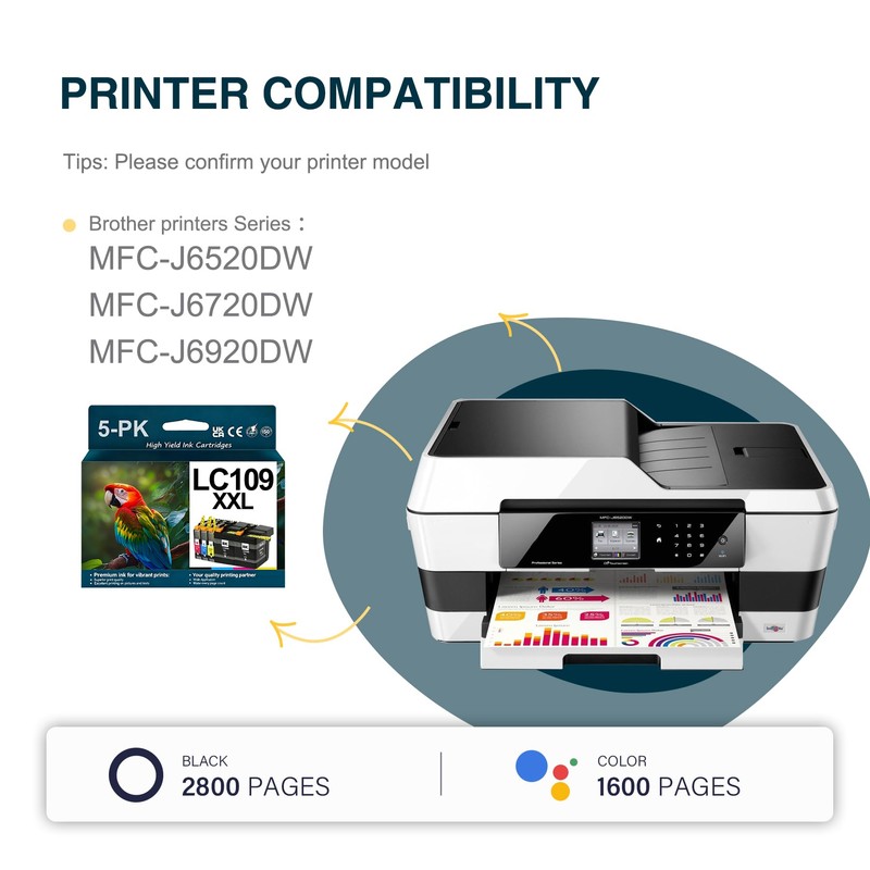 MANNERES LC109XXL High Yield Ink Cartridges Replacement for Brother LC109BK