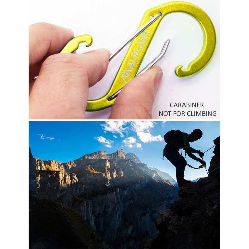 ALPLAKE ® - Pack of 4 Material Carabiners, Double Carabiner,