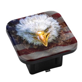 Swono Bald Eagle Rubber Hitch Covers Angry Bald Eagle American Flag Trailer Hitch Tube Cover, Hitch Covers Plug Cap Compatible with Most Auto Cars Trucks for 2 Inch Receivers