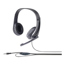 BUFFALO BSHSHCS115BK PC Headset, 4 Pole Connection, Antibacterial Resin Headband Type, Black