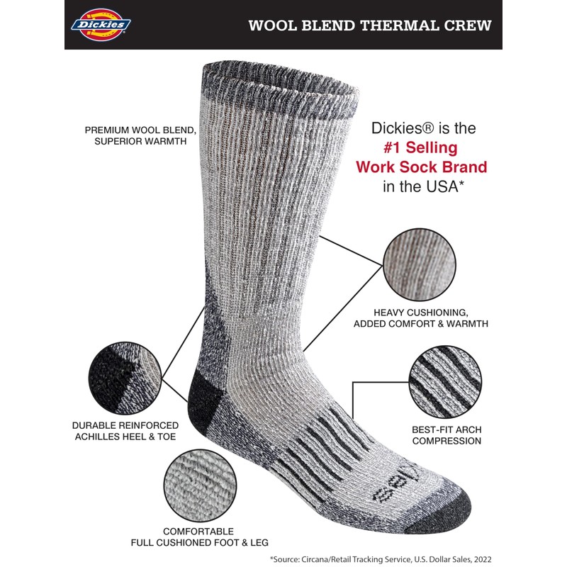 Dickies Men's Heavy Weight Wool Blend Thermal Crew 2 &