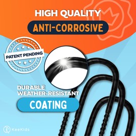 4 Pack Reinforced Trampoline Stakes Anchors High Wind & T Hook - Easy Installation - Tent Stakes & Trampoline Anchors High Wind Heavy Duty Stakes Heavy Duty U-Shaped Ground Stakes for High (4)