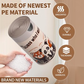 30-Pack 4 Gallon (15L) Panda Print Bin Liners | Colourful Drawstring Garbage Bags | Tear-Resistant & Leak-Proof | Small Trash Bags for Bathroom, Office & Bedroom (45x50cm)