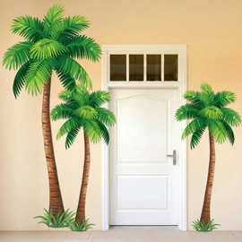 Hunnmingre 3 Pcs Tropical Palm Tree Door Cover Hawaiian Luau Party Decoration Porch Banner Summer Large Tiki Aloha Hanging Wall Decor Photo Backdrop for Tropical Beach Pool Bar Birthday Party Supplies