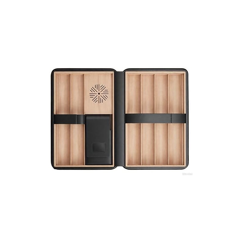 Premium Black Leather Storage Pouch – Cedar Wood Box for