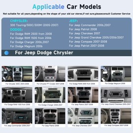 【8CORE 4+64G】for Dodge Ram 1500/2500/3500 (06-08),Dodge Durango (05-2008),Chrysler 300 Touring/300C/300M (05-07),Jeep Grand Cherokee (05-09) Android Car Stereo WiFi Wireless Carplay Android Auto,6.2"
